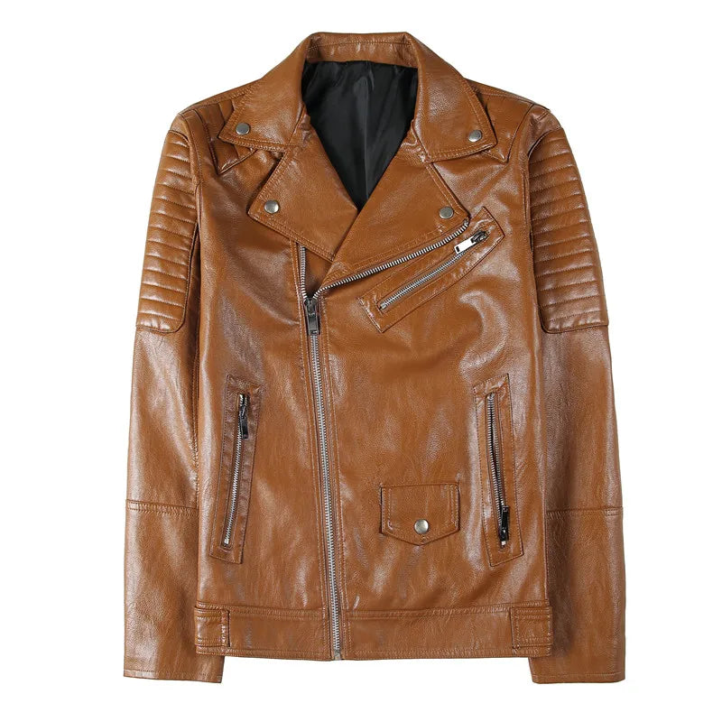 Jacket – PU Leather Motorcycle Jacket with Slim Fit & Turn-Down Collar