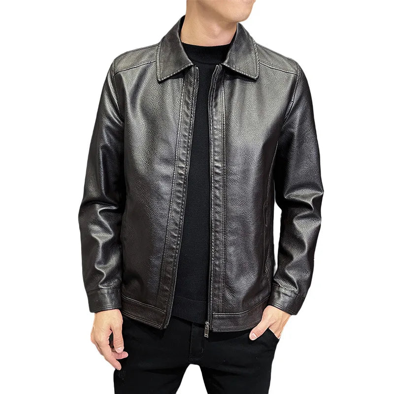 Jacket – PU Leather Biker Jacket with Fleece Lining & Slim Fit